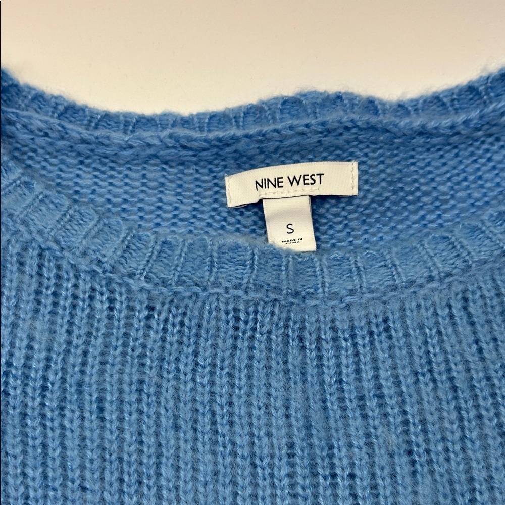 Nine West Women's Soft Blue Crew Neck Sweater - Picture 14 of 16